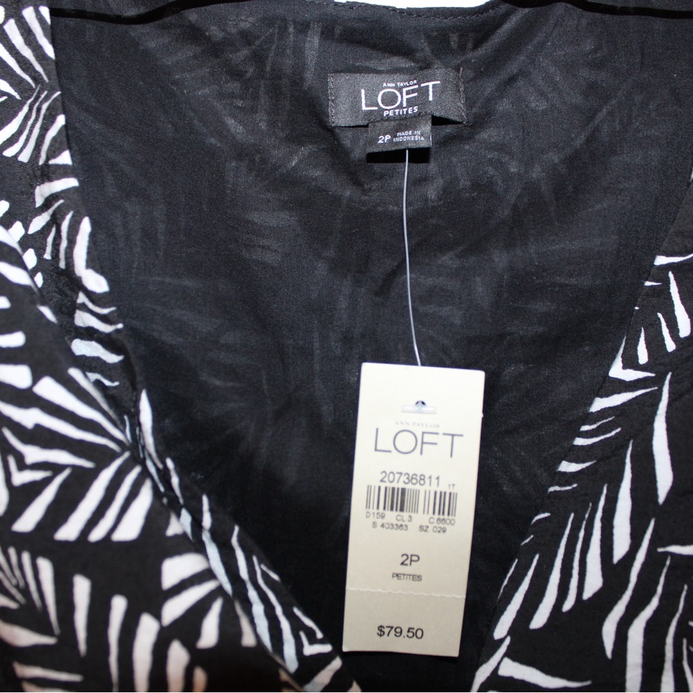 LOFT Black and White Sleeveless V-Neck Midi Sundress - Picture 3 of 13